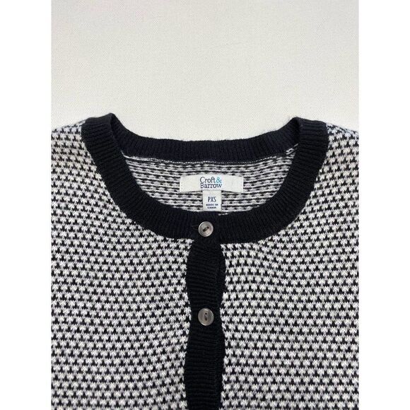 Croft & Barrow Black White‎ Houndstooth Cardigan Sweater PXS NEW - Picture 6 of 7